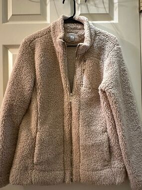 Calvin Klein Teddy Sherpa Zip Jacket in Light Beige
